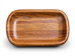 Exquisite wooden tray isolated on white background featuring natural wood grain and sophisticated design elements