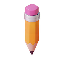 3D icon Pencil and eraser on transparent background