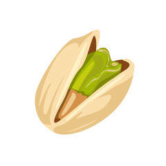 Pistachio nut isolated on white background. Vector cartoon flat illustration. Food icon