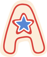 4th of July PNG Clipart USA Alphabet Groovy Letters & Patriotic Typography