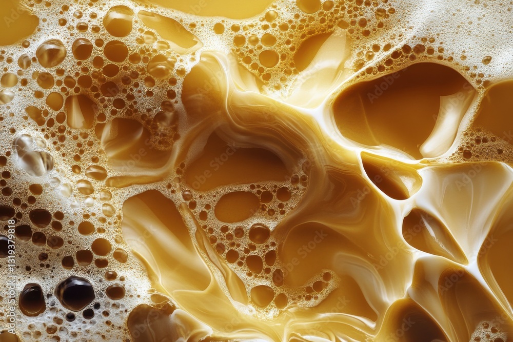 Poster the image is of a frothy, bubbly liquid with a brownish tint