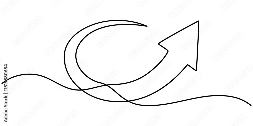 Poster continuous line drawing of arrow up and down. illustration vector of arrow pointing. business growth