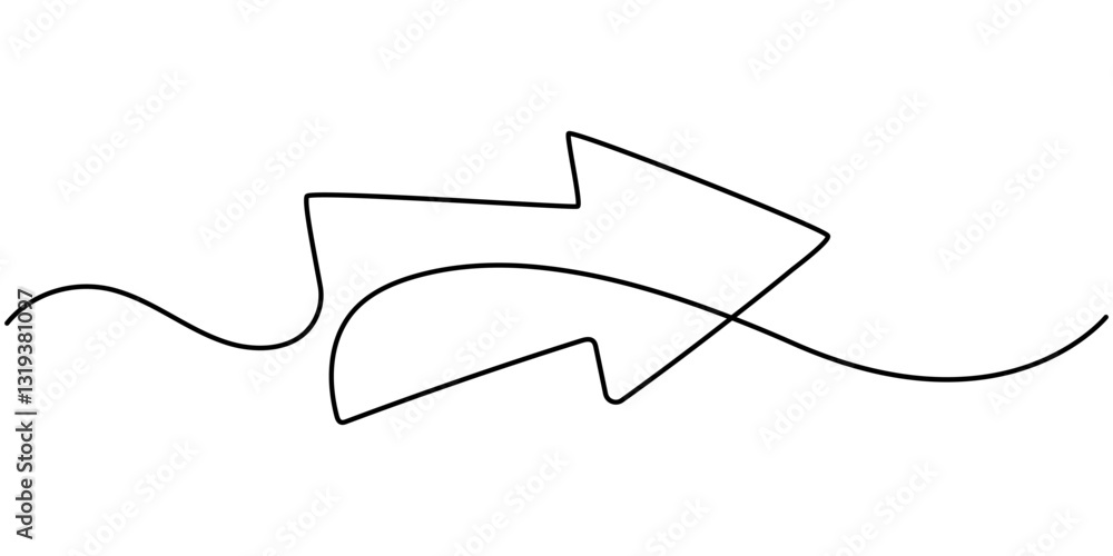 Poster continuous line drawing of arrow up and down. illustration vector of arrow pointing. business growth