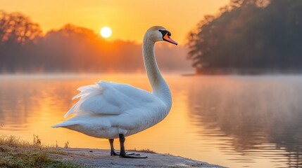 Fototapeta premium Swan at Sunrise