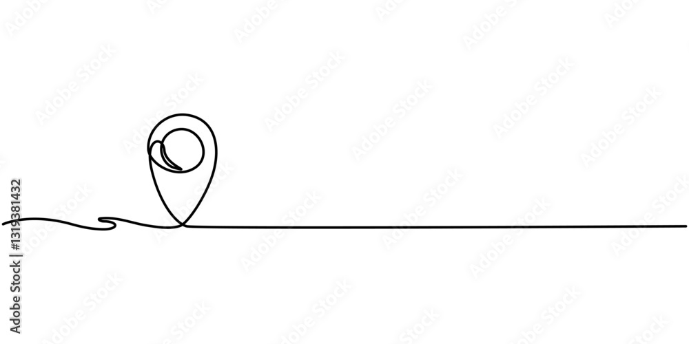 Poster location continuous one line drawing, continuous one line drawing of route maps and location icons o