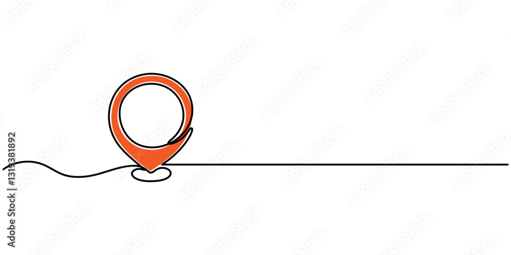 Poster location continuous one line drawing, continuous one line drawing of route maps and location icons o