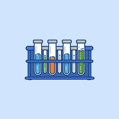 Multiple Test Tubes Holding Vibrant Chemicals in a Lab Stand