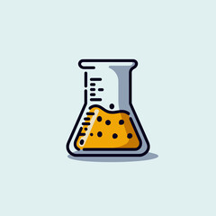 Transparent Laboratory Beaker Filled with Vibrant Yellow Liquid