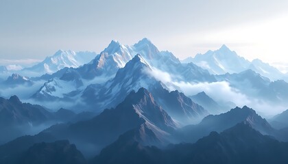 Majestic Mountain Range Panorama Stunning Snow Peaks Wallpaper