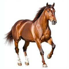 Obraz premium Brown Horse Running on White Background