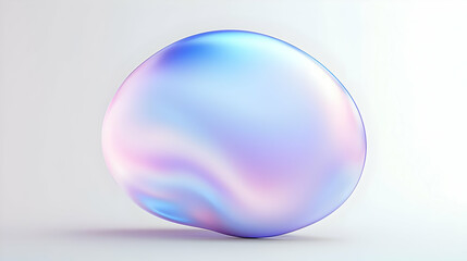 Iridescent Sphere With Smooth Surface And Pastel Gradient On A Soft Light Gray Background With Subtle Shadow
