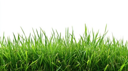 Fresh green grass border on white background for nature