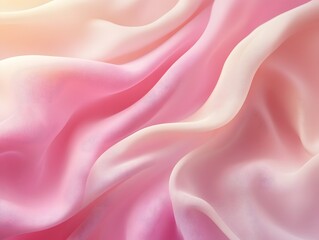 Fototapeta premium Elegant silk fabric, delicate folds and subtle light creating an impression of luxury and softness. A close-up shot emphasizing texture and color gradients.