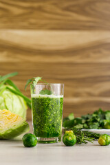 Detox drink with cabbage, greens and superfoods