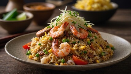 Mouthwatering Shrimp Fried Rice Served in a Bowl