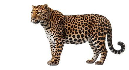 Obraz premium Realistic Leopard Standing on Transparent Background