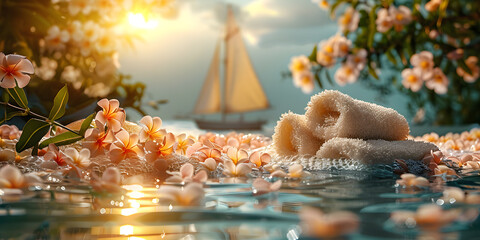 Hermoso paisaje de un spa relajante en el mar