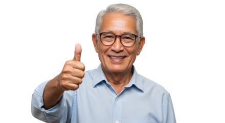 senior man showing thumbs up