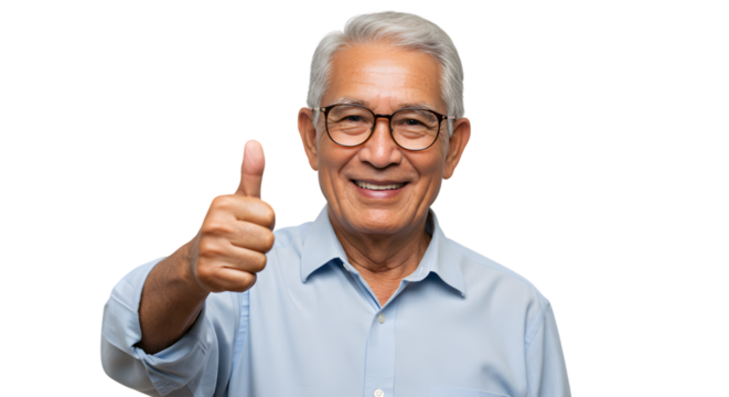 senior man showing thumbs up