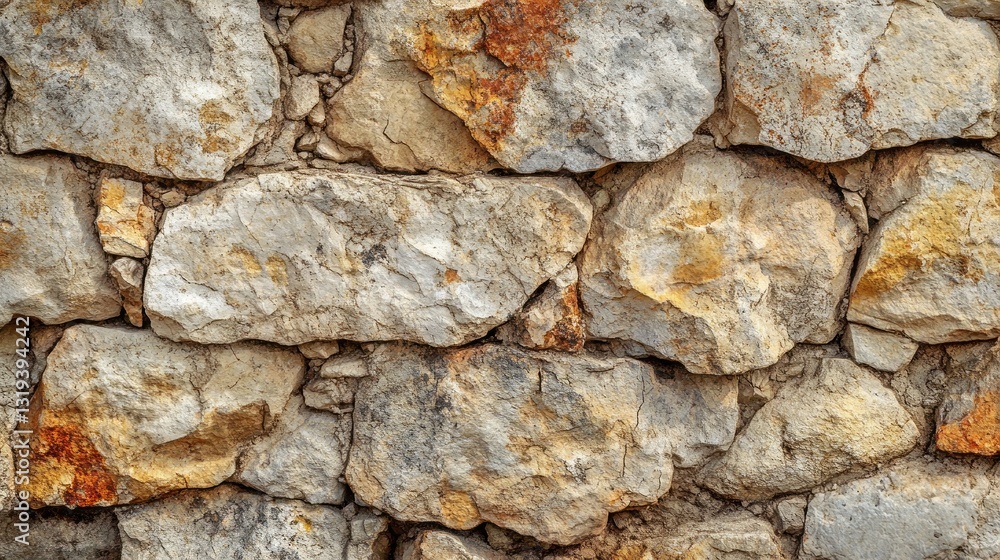 Aufkleber Rugged stones form a strong wall, each piece displaying unique shapes and colors enhanced by the passage of time. This sturdy structure evokes a sense of history and durability in its design