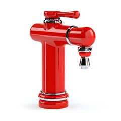 Fototapeta premium Vintage style red water faucet design.