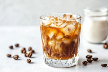 Iced coffee in a glass ready for summer enjoyment