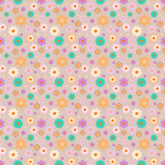 Seamless Retro Floral Pattern with Colorful Flowers
