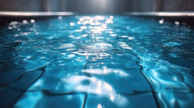 Deep blue pool water ripples