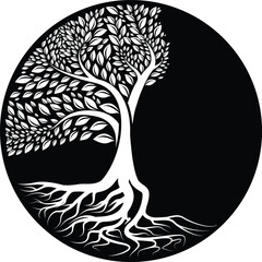 Minimalist red and black combination tree logo, futuristic touch geometric elements, suitable for brands that focus on green technology, or the environment. Available in high quality vector format