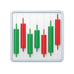 Candle stick chart representing stock market trends with green and red bars
