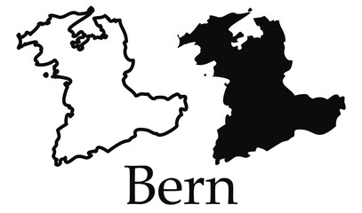 Obraz premium Bern city map with black border outline vector