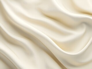 Lustrous Elegance: A close-up shot of creamy-white fabric elegantly draped in soft folds. Capturing the luxurious texture and subtle interplay of light and shadow.