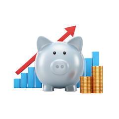 Investing in financial growth with piggy bank, coins, and rising graph