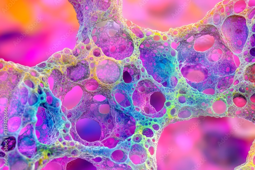 Poster colorful abstract pattern of bubbles and cells in vibrant background