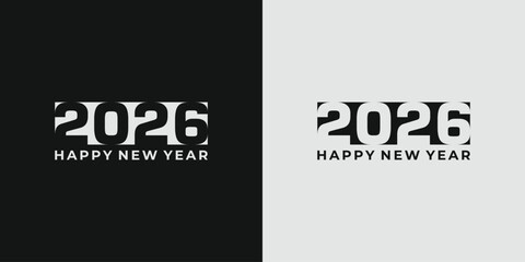 Happy new year 2026 with abstract style, logo vector 2026
