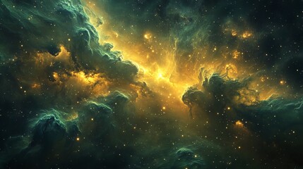 Fototapeta premium Green galaxy imagination