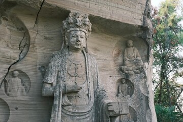 traditional Buddhist stone carvings in Anyue，Sichuan