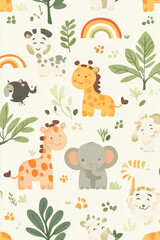 Obraz premium Adorable Animal-Themed Patterns