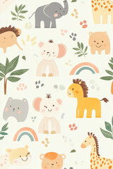 Obraz premium Adorable Animal-Themed Patterns