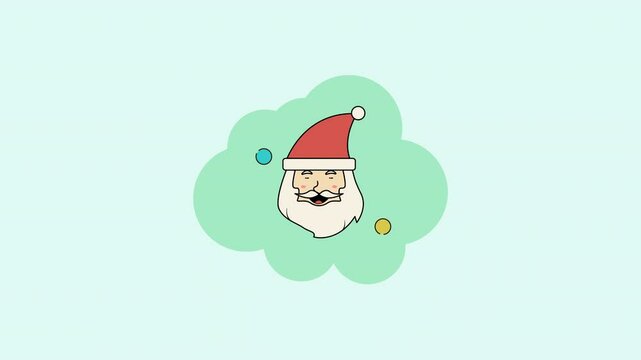 Santa Claus animation with green clouds behind him
