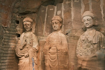 Fototapeta premium traditional Buddhist stone carvings in Anyue，Sichuan
