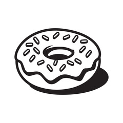 donuts doodle outline black and white vector illustration isolated on white background. Line doughnuts drawing collection