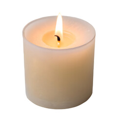 Lit White Candle on Transparent Background