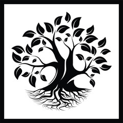 Minimalist red and black combination tree logo, futuristic touch geometric elements, suitable for brands that focus on green technology, or the environment. Available in high quality vector format