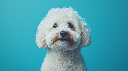 Obraz premium Adorable Fluffy White Dog Studio Portrait