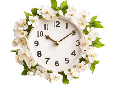 The clock Welsh orange blossom flower isolated on white background PNG.AI GENERATED