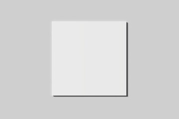 Square brochure, magazine, book or catalog mock up isolated on soft gray background. 3D illustrating.