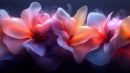 Abstract floral art, vibrant petals, ethereal glow