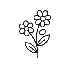 Simple Easter Flower Icon Illustration – Minimalist Bouquet with Ribbon, Vintage Botanical Line Art for Seasonal Designs