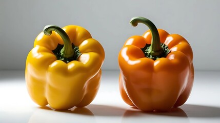 Yellow and Orange Bell Peppers on White Surface